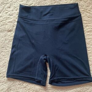 athletic spandex style navy blue gym shorts